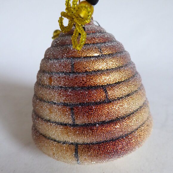 NEW VINTAGE SUGARED BEE HIVE HONEY BEE CHRISTMAS ORNAMENT SET DEPT. 56 - Picture 9 of 13